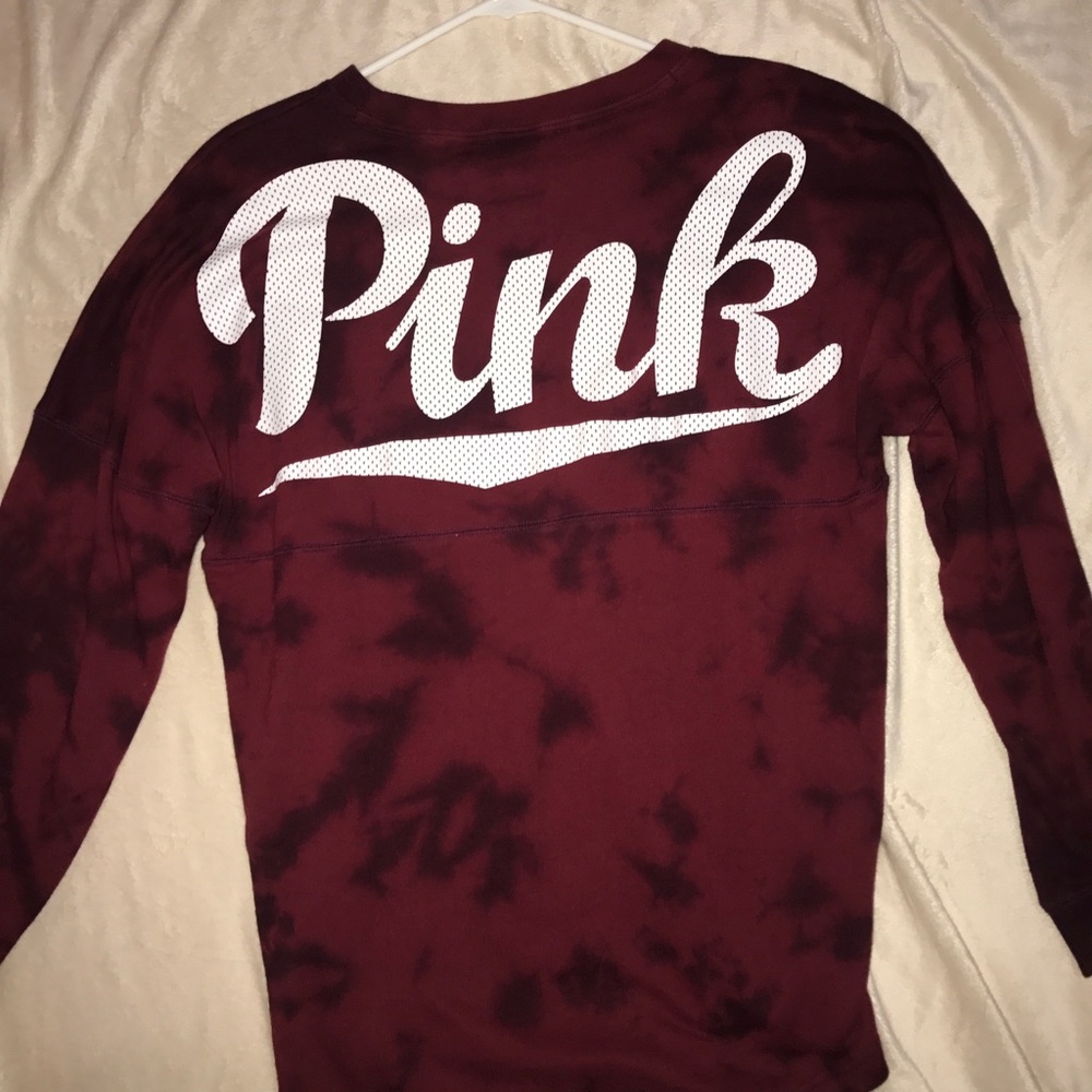 Burgundy Tie Dye PINK Long Sleeve
